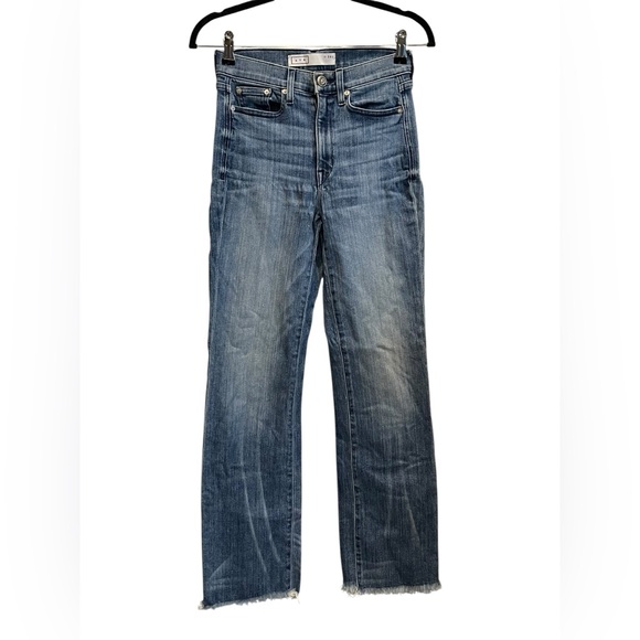 AYRStraight Leg High-Rise Jeans in Medium Blue Wash